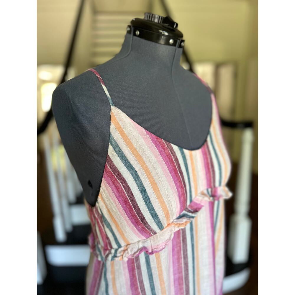 Rails Rainbow Metallic Striped Ruffle Hem Sundress Large - Picture 4 of 10